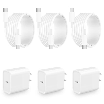 【MFi Certified】iPhone 16 Fast Charger, Stuffcool 3Pack 20W USB-C Power Adapter Type-C Wall Charger Block + 6FT Type-C Charging Cable for iPhone 16 Pro/16 Pro Max/15 Pro Max/iPad Pro/Air/Mini/iPad 10th