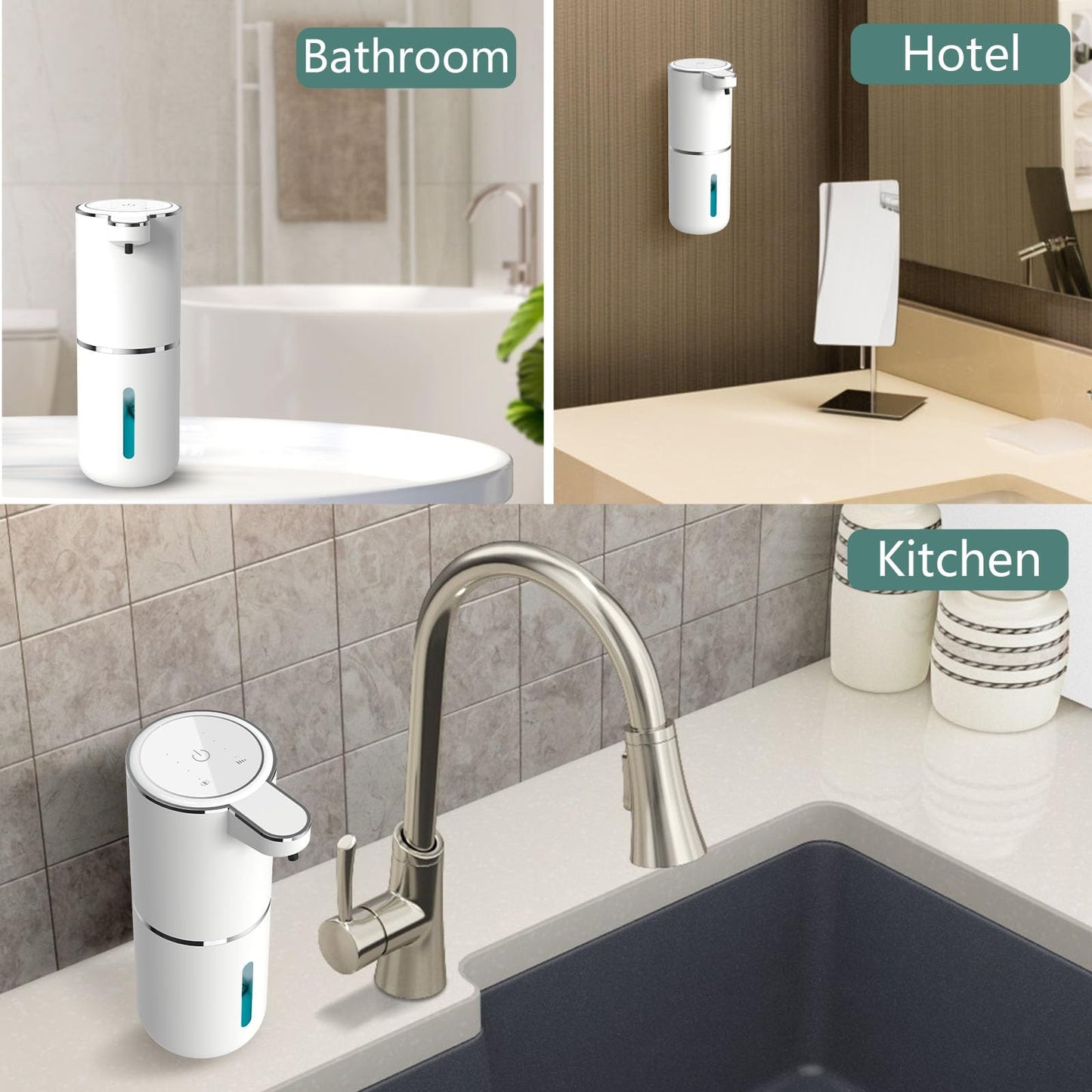 Automatic Liquid Soap Dispenser,Touchless Hand Soap Dispenser 13.5oz/400ml USB Rechargeabled Dispenser Electric,Wall Mounted 4 Levels Adjustable Soap Dispenser Pump for Bathroom Kitchen Dish Soap