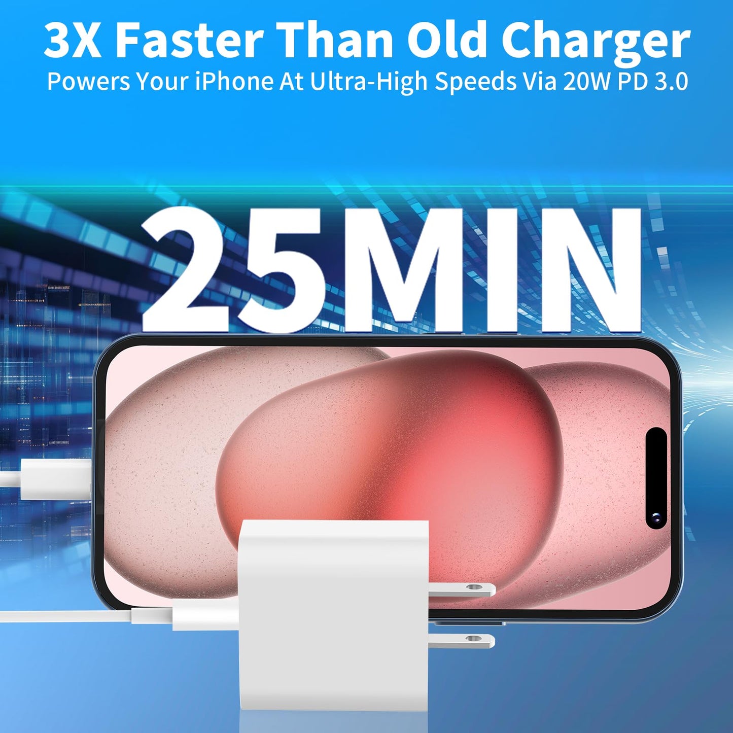 【MFi Certified】iPhone 16 Fast Charger, Stuffcool 3Pack 20W USB-C Power Adapter Type-C Wall Charger Block + 6FT Type-C Charging Cable for iPhone 16 Pro/16 Pro Max/15 Pro Max/iPad Pro/Air/Mini/iPad 10th