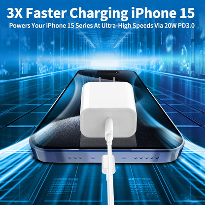 【MFi Certified】iPhone 16 Fast Charger, Stuffcool 3Pack 20W USB-C Power Adapter Type-C Wall Charger Block + 6FT Type-C Charging Cable for iPhone 16 Pro/16 Pro Max/15 Pro Max/iPad Pro/Air/Mini/iPad 10th