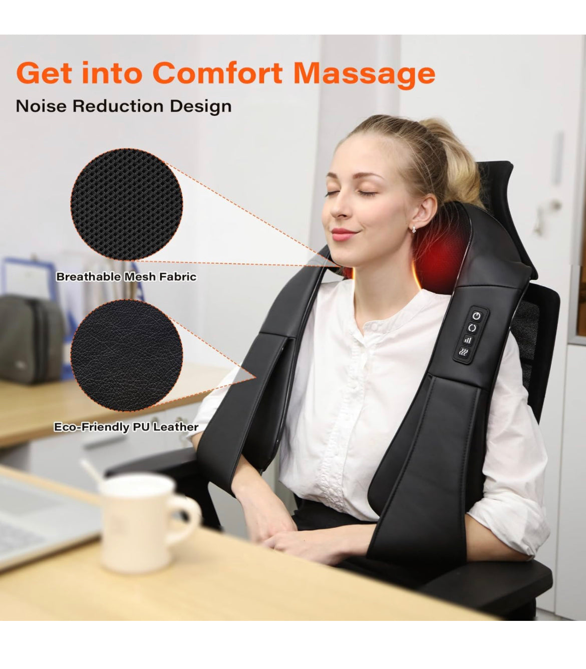 Shiatsu Neck Massager, Electric Neck and Back Massager with Heat, 3D Kneading Massage Pillow for Neck, Back, Shoulder, Muscle Pain Relief, Office & Home & Car Use, Gifts for Parents