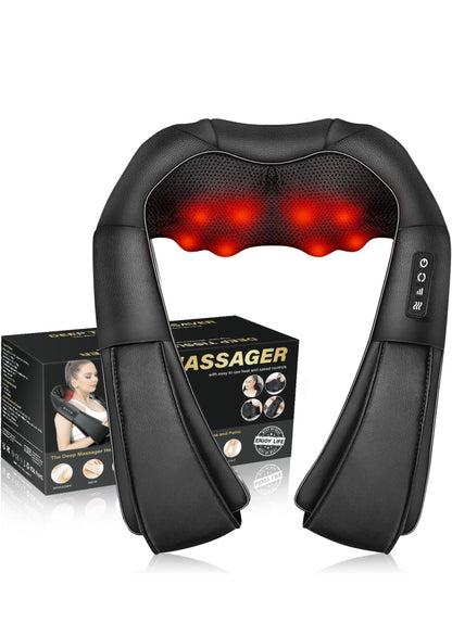 Shiatsu Neck Massager, Electric Neck and Back Massager with Heat, 3D Kneading Massage Pillow for Neck, Back, Shoulder, Muscle Pain Relief, Office & Home & Car Use, Gifts for Parents